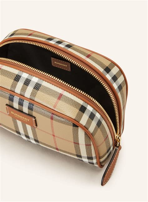 BURBERRY Makeup bag in beige/ black/ red 